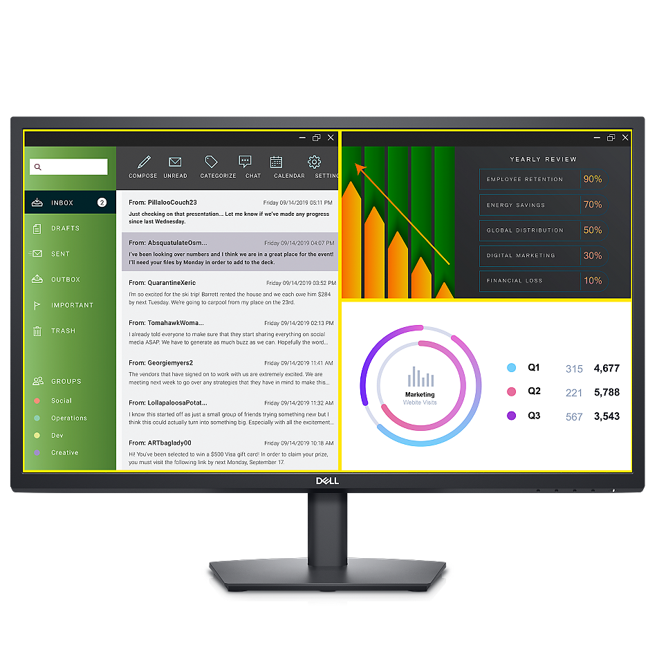 Монитор Dell E2723H (210-BEJQ), 27" (68.58 cm) VA панел, Full HD, 5ms, 3000:1, 300 cd/m2, DisplayPort, VGA - характеристика 2
