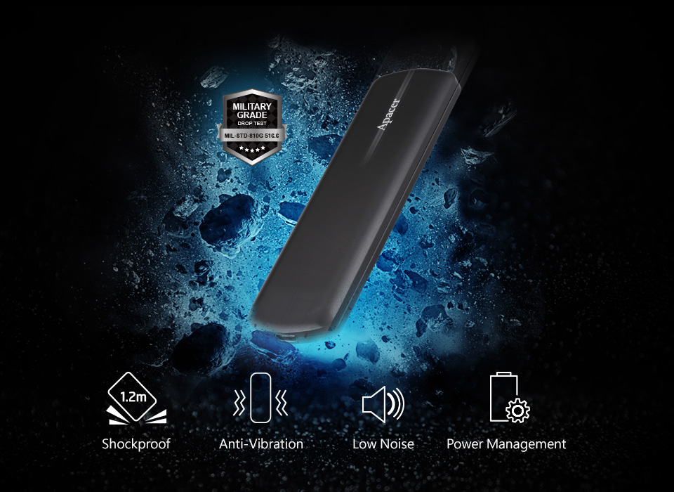 Памет SSD 250GB Apacer AS721, външна, USB 3.2 Type C, скорост на четене 530MB/s, скорост на запис 500MB/s - характеристика 2