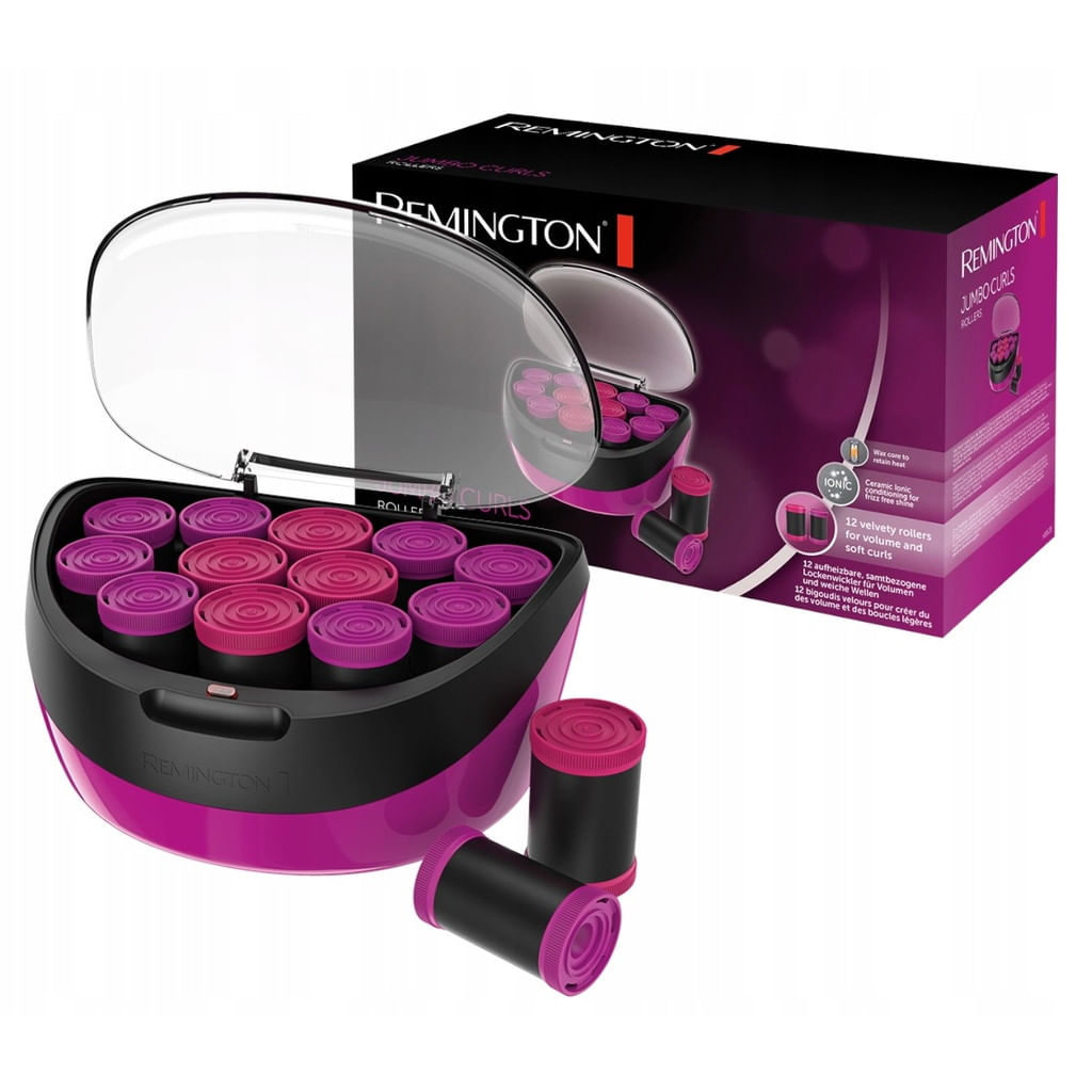 Електрически ролки за коса Remington Jumbo Curls H5670, керамично покритие, йонизация, 12 броя, черни - характеристика 1