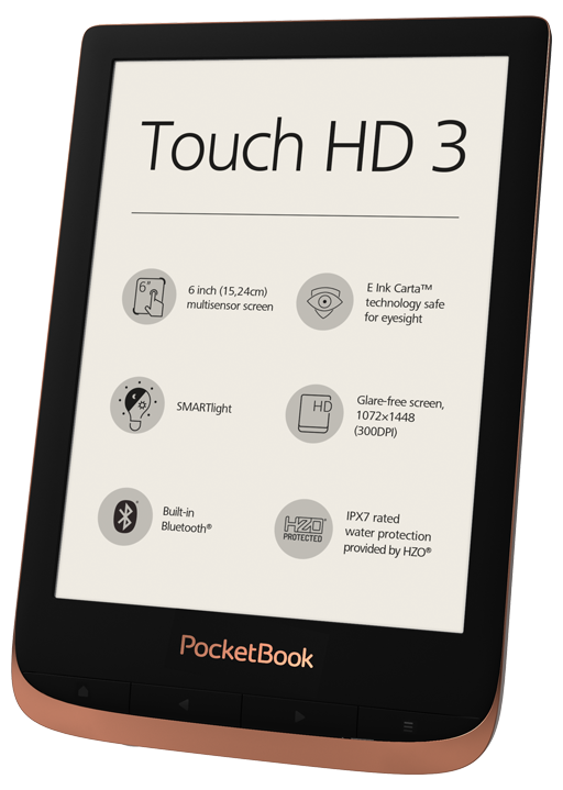 Електронна книга PocketBook Touch HD 3 PB632, 6" (15.2 cm) сензорен екран, 16GB Flash памет, Wi-Fi, Bluetooth, USB Type-C - характеристика 3