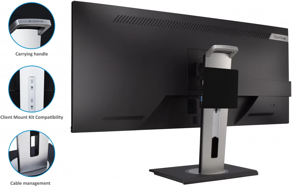 Монитор ViewSonic VG3456, 34.1" (86.61 cm) VA панел, UltraWide QHD, 5ms, 50000000 :1, 300 cd/m2, DisplayPort, HDMI, USB C, USB Hub, LAN - характеристика 3