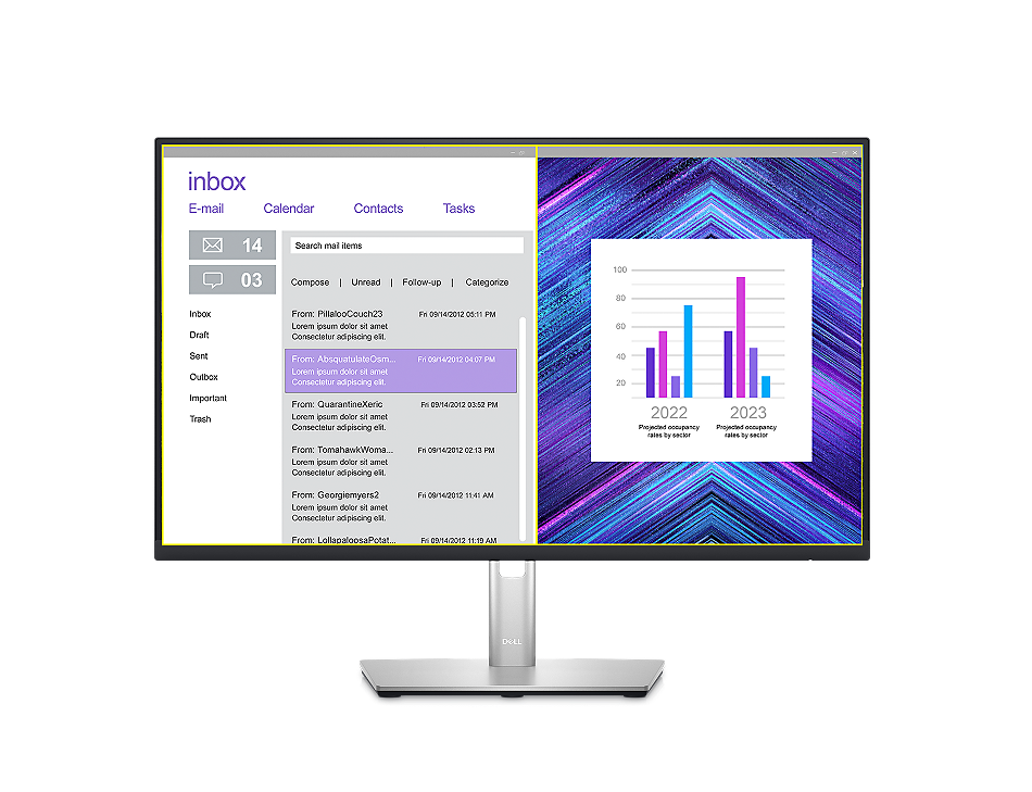 Монитор Dell P2423D (210-BDEG), 23.8" (60.45 cm) IPS панел, QHD, 5ms, 1000:1, 300 cd/m2, DisplayPort, HDMI, USB - характеристика 3