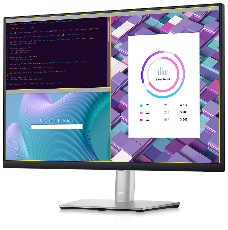 Монитор Dell P2423, 24" (60.96 cm) IPS панел, WUXGA, 5ms, 1000:1, 300 cd/m2, DisplayPort, HDMI, DVI, VGA, USB - характеристика 3