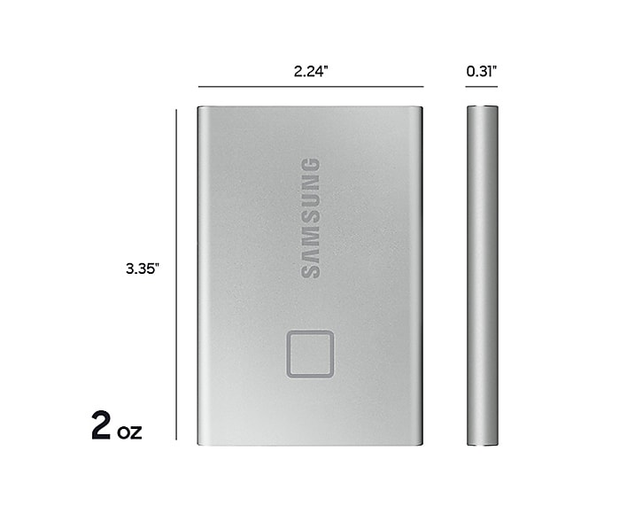 Памет SSD 1TB, Samsung T7 TOUCH, външна, USB 3.2 Type-C, скорост на четене 1050 MB/s, скорост на запис 1000 MB/s - характеристика 3