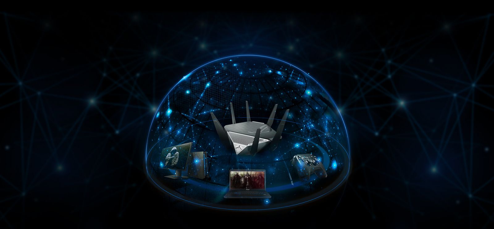 Безжичен рутер Asus ROG Rapture GT-AXE11000, 11000Mbps, 2.4GHz (1148Mbps)/ 5GHz (4804Mbps)/ 6GHz (4804Mbps), 4x LAN 10/100/1000, 1x WAN 10/100/1000, 1x WAN 10/100/1000/2500, 8x външни антени - характеристика 3