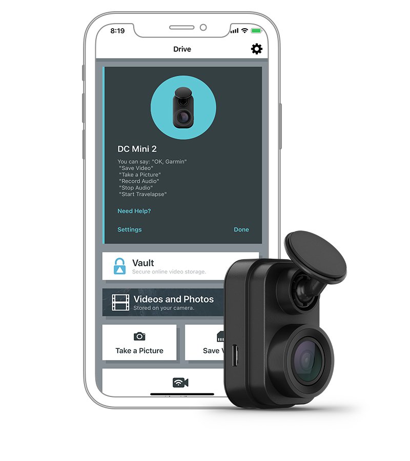 Видеорегистратор Garmin Dash Cam Mini 2, камера за автомобил, Full HD, микрофон, microSD слот до 256GB, USB, Wi-Fi, черна - характеристика 6