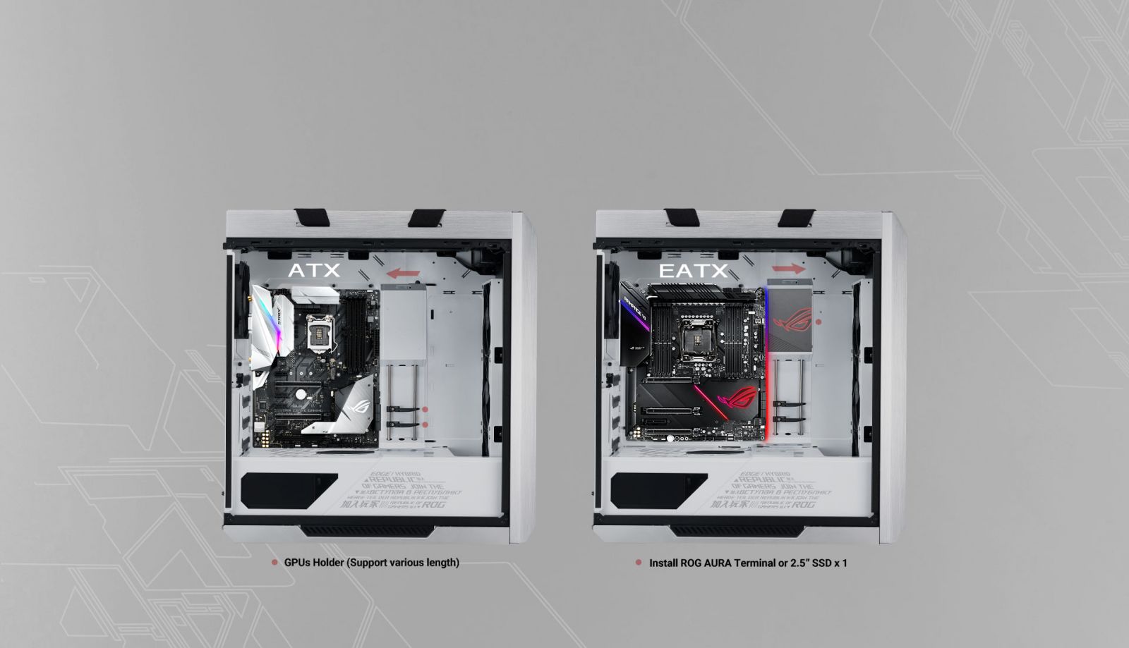 Кутия Asus ROG Strix Helios White Edition, ATX/micro ATX/Mini ITX/EATX, USB 3.1 Type C Gen 2, AURA SYNC RGB, бяла, без захранване - характеристика 3
