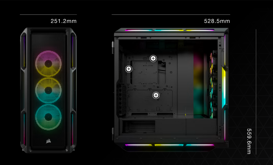 Кутия Corsair iCUE 5000T RGB, ATX/mATX/Mini ITX, 4x USB 3.0 Type-A, 1 USB 3.1 Type-A, с прозорец, черна, без захранване - характеристика 4