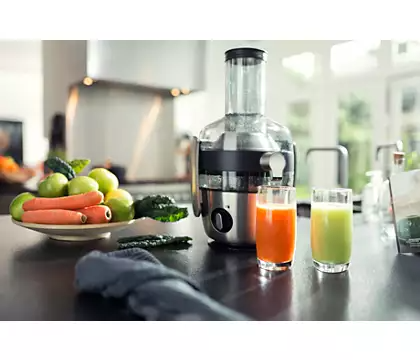 Сокоизстисквачка Philips HR1922/21, 1 л. обем, брой на скоростти 2, технология FiberBoost, 1200 W, прозрачно/сив - характеристика 1