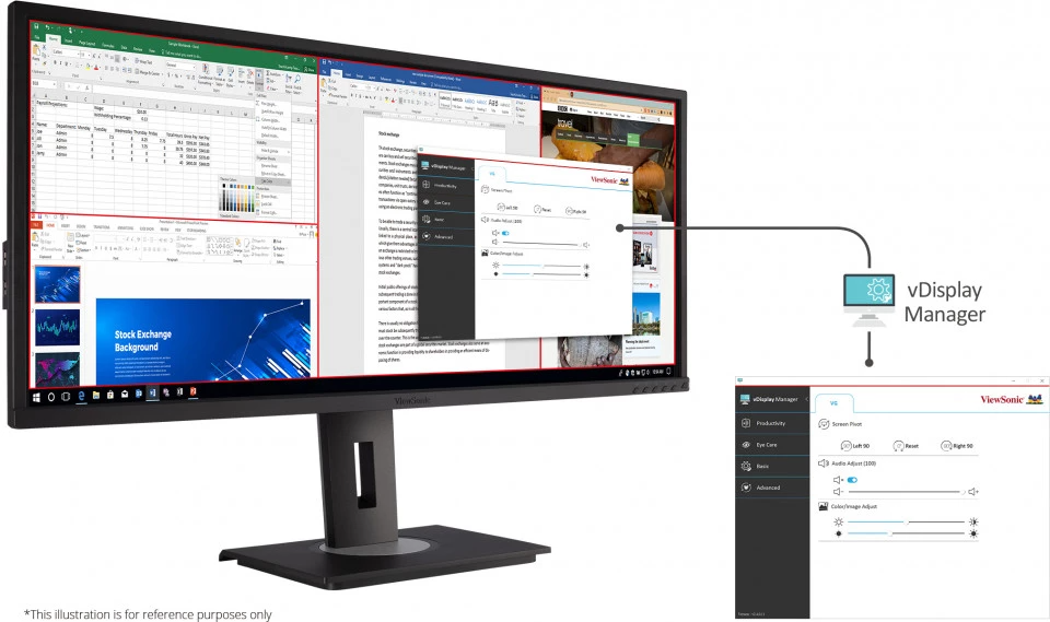 Монитор ViewSonic VG3456, 34.1" (86.61 cm) VA панел, UltraWide QHD, 5ms, 50000000 :1, 300 cd/m2, DisplayPort, HDMI, USB C, USB Hub, LAN - характеристика 5