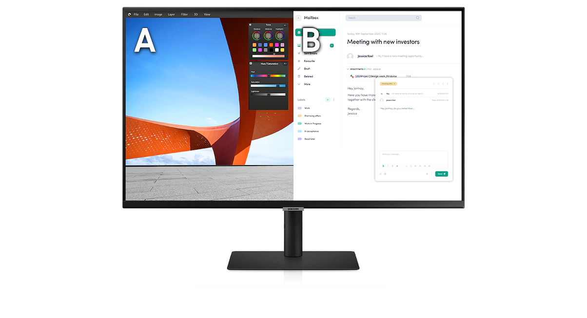 Монитор Samsung LS-27B800P (2022), 27" (68.58 cm) IPS панел, 4K/UHD, 5ms, 350cd/m2, DisplayPort, HDMI, LAN, USB-C, USB Hub - характеристика 4
