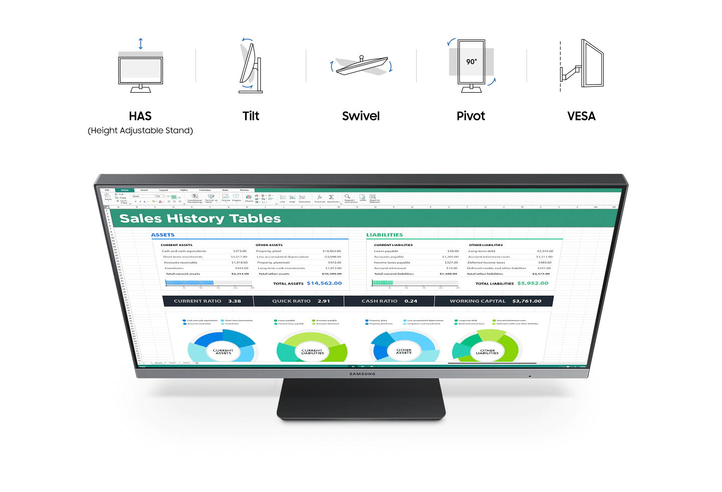 Монитор Samsung LF-24T650F (2020), 24" (60.96 cm) IPS панел, 75Hz, Full HD, 5ms, 200cd/m2, DisplayPort, HDMI, DVI - характеристика 5