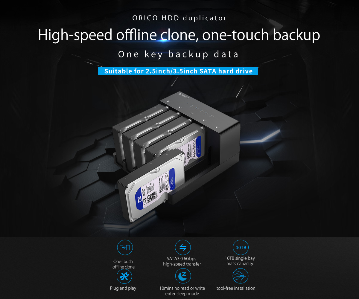 Докинг станция Orico 6558US3, за 2.5" & 3.5" хард дискове, USB3.0, черна - характеристика 1