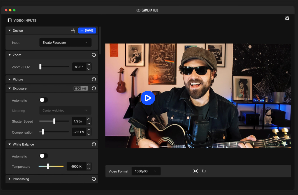 Уеб камера Elgato Facecam(10WAA9901), 1080p/60fps, Full frame, USB 3.0/USB-C, черна - характеристика 8