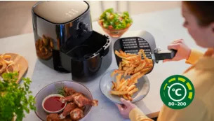 Фритюрник с горещ въздух Philips HD9200/90 AirFryer, горещ въздух, 4.1 л. вместимост, автоматично изключване, светещ индикатор, антихлъзгаща се основа, 1400W, черен - характеристика 7