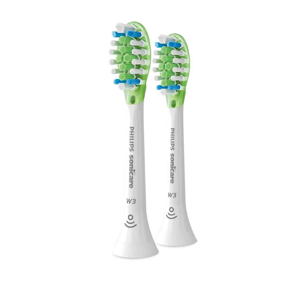Стандартни глави за звукова четка за зъби, Philips Sonicare W3 Premium White, 10 пъти повече премахване на плака, до 100% намаляване на оцветяването, BrushSync, бели, 2бр. - характеристика 1