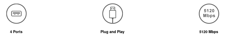 USB хъб A4Tech HUB-30, 4 порта, от USB Type-A към 4x USB 3.0 Type-A, черен, micro-USB порт за зареждане - характеристика 1