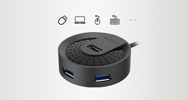 USB хъб A4Tech HUB-30, 4 порта, от USB Type-A към 4x USB 3.0 Type-A, черен, micro-USB порт за зареждане - характеристика 2