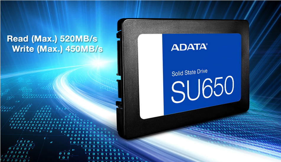 Памет SSD 1TB A-Data SU650, SATA 6Gb/s, 2.5"(6.35cm), скорост на четене до 520MB/s, скорост на запис до 450MB/s - характеристика 3