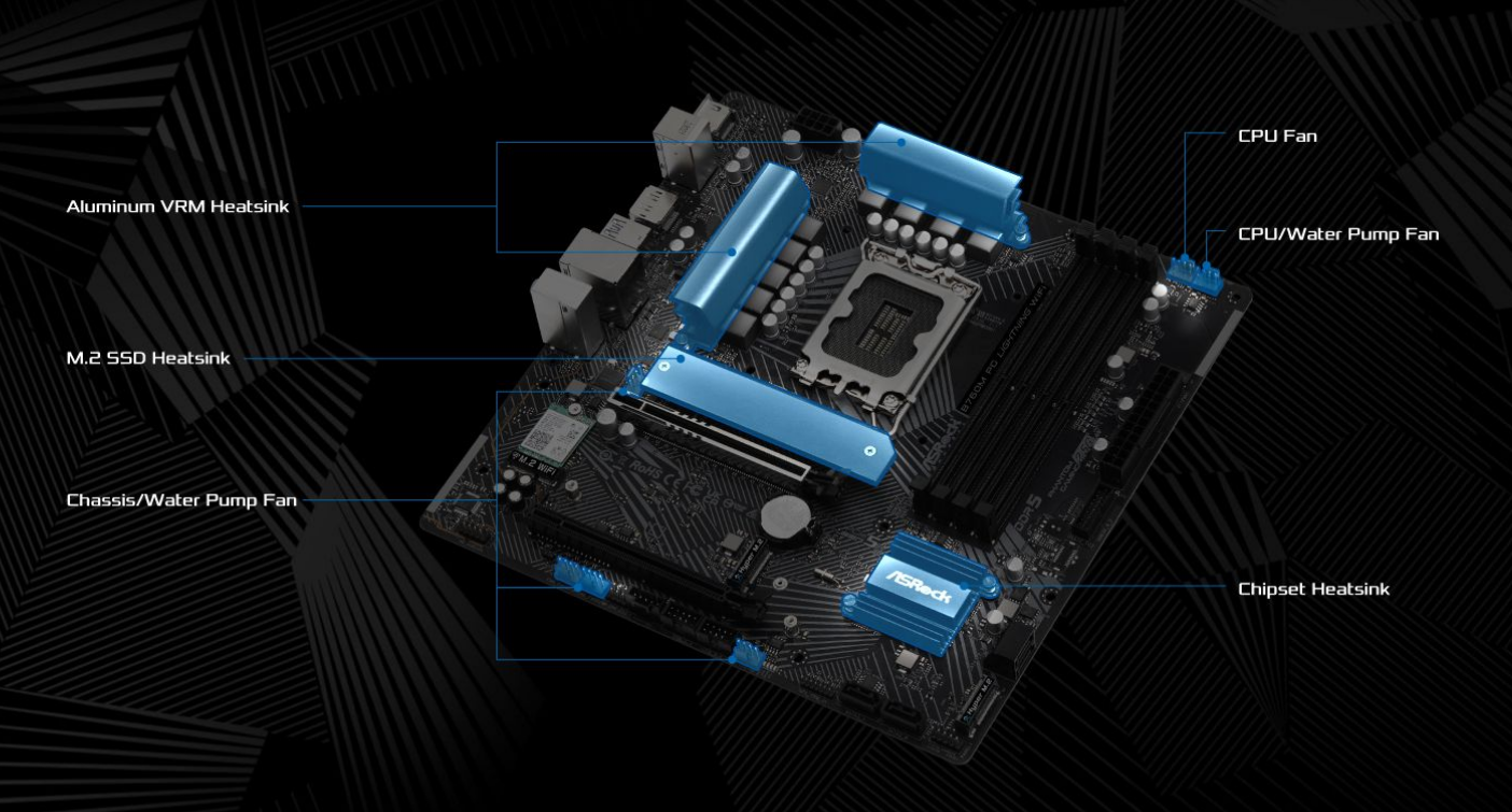 Дънна платка ASRock B760M PG Lightning, B760, LGA1700, DDR5, PCI-E, (HDMI&DP), 3x M.2, 4x SATA 6Gb/s, 1x USB 3.2 Gen 1 Type-C, 2x USB 3.2 Gen 1 Type-A, Micro ATX - характеристика 1
