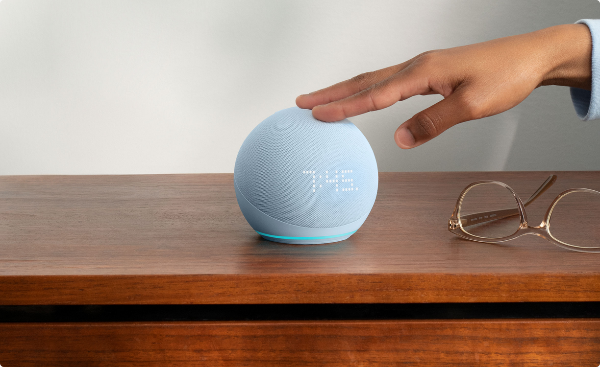 Смарт колонка Amazon Echo Dot 5, часовник, управление с гласов асистент, Wi-Fi, Bluetooth, 3.5mm аудио жак, 3W, бяла - характеристика 9
