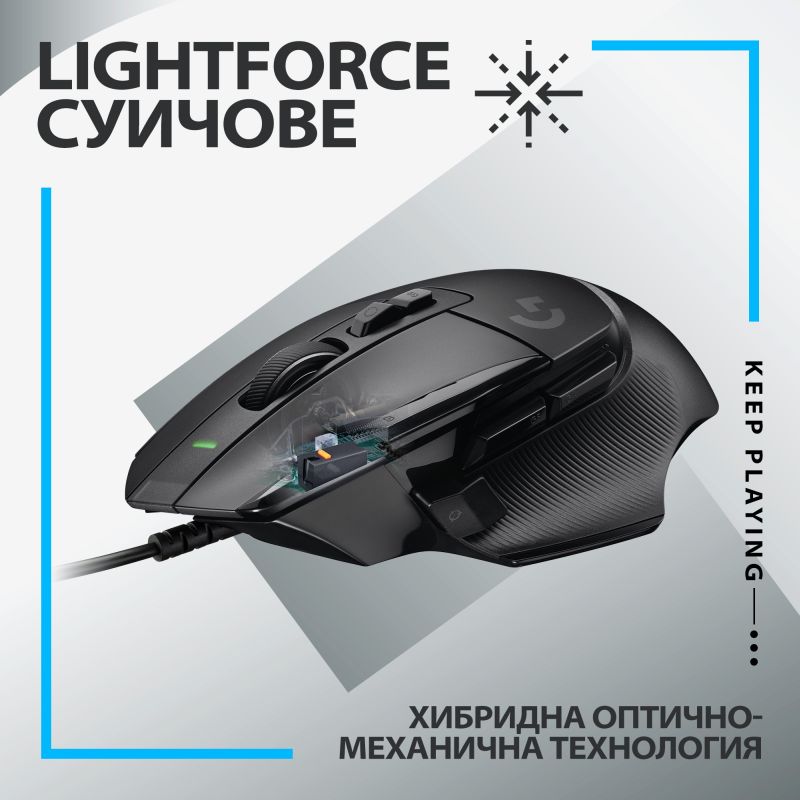 Мишка Logitech G502 X, оптична (25 600dpi), USB, черна, гейминг - характеристика 2