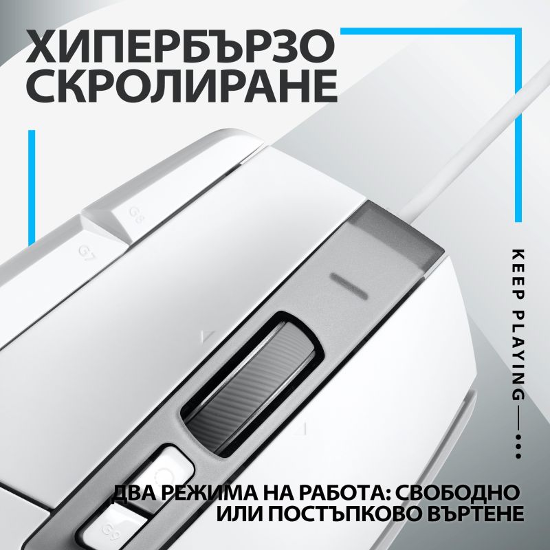 Мишка Logitech G502 X, оптична (25 600dpi), USB, бяла, гейминг - характеристика 4