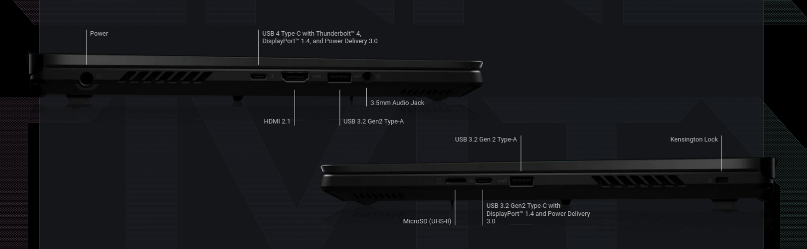 Лаптоп Asus ROG Zephyrus M16 GU604VY-NM001X (90NR0BR3-M000T0), четиринадесетядрен Intel Core i9-13900H 2.6/5.4GHz, 16" (40.64cm) WQXGA Anti-Glare дисплей & GF RTX 4090 16GB, (HDMI), 32GB DDR5, 2TB SSD NVMe, 1x Thunderbolt 4, Windows 11 Pro, 2.3kg - характеристика 7