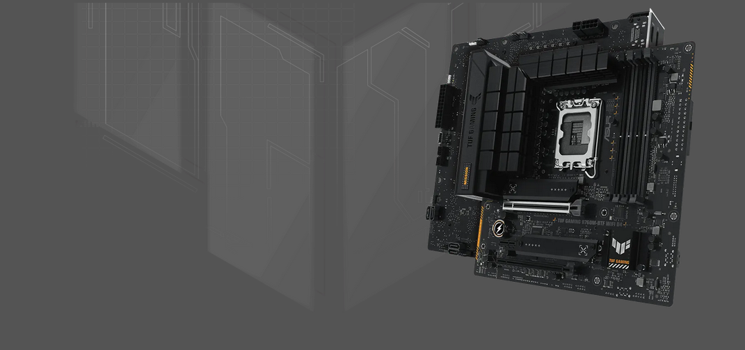 Дънна платка Asus TUF Gaming B760M-BTF, B760, LGA1700, DDR4, PCIe 5.0 (HDMI&DP), 3x M.2, 4x SATA 6Gb/s, 1x USB 3.2 Gen 2 Type-C, 1x USB 3.2 Gen 2 Type-A, Wi-Fi, Bluetooth, Micro ATX - характеристика 1