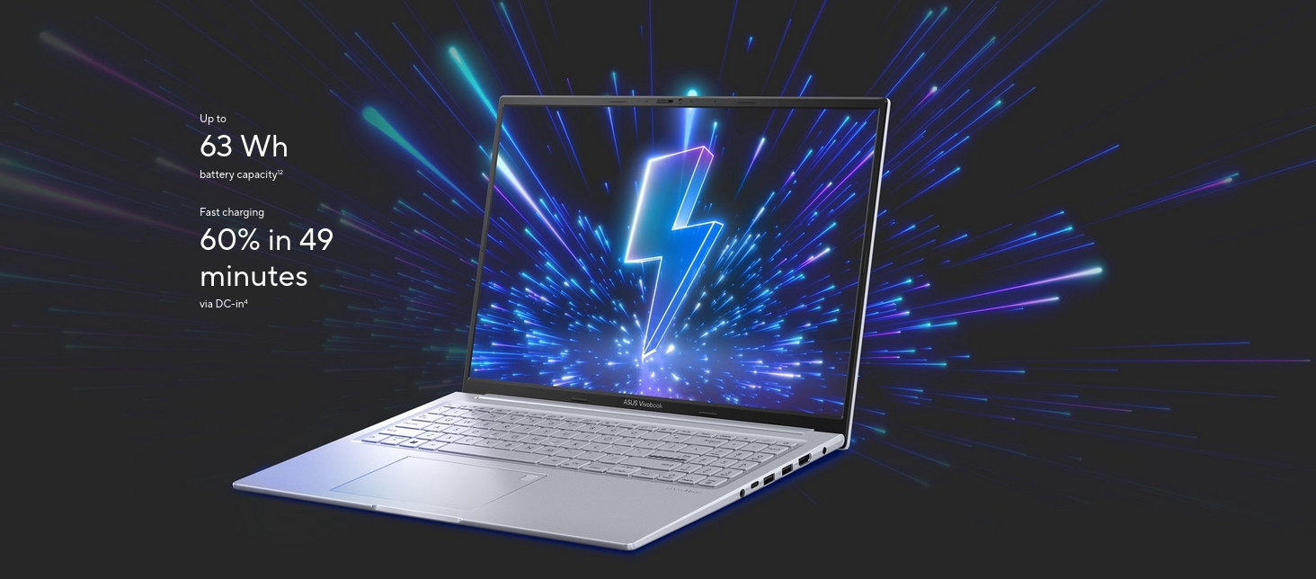 Лаптоп Asus Vivobook 16X OLED K3604VA-L731W (90NB1072-M003K0)(сребрист), дванадесетядрен Intel Core i7-1360P 2.2/5.0GHz, 16" (40.64cm) 4K OLED дисплей, (HDMI), 16GB DDR4, 1TB SSD NVMe, 1x USB 3.2 Gen 1 Type-C, Windows 11 Home, 1.76kg - характеристика 3