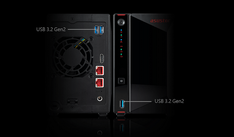 Мрежови диск (NAS) Asustor Nimbustor AS5402T, двуядрен Intel Celeron N5105 2.0/2.9GHz, без твърд диск (2x SATA/4x M.2 slots), 4GB DDR4, 2x 2.5GbE, 3x USB 3.2 Gen 2 - характеристика 4