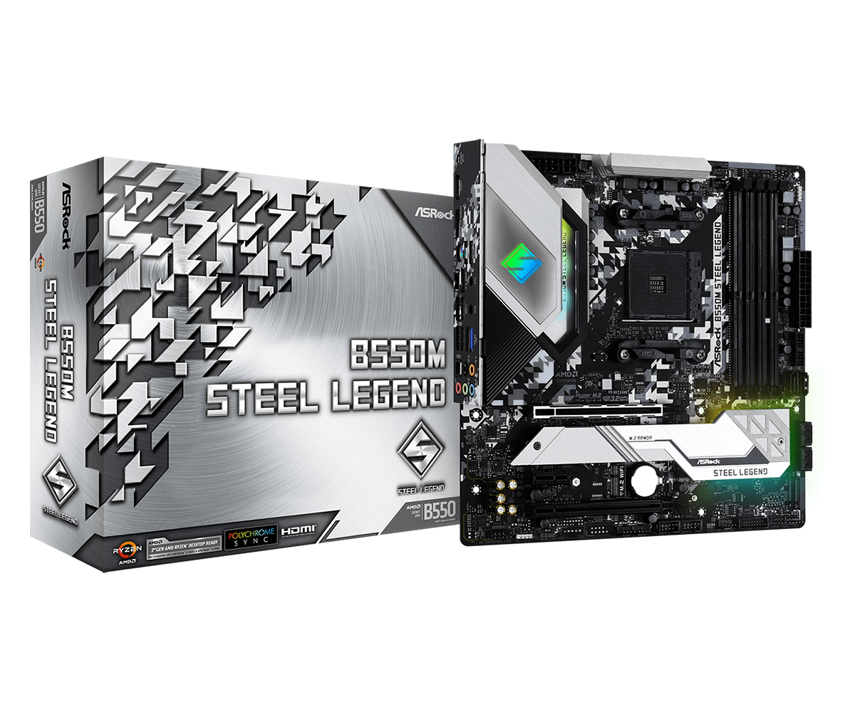 Дънна платка ASRock B550M STEEL LEGEND (Refurbished), AM4, B550, DDR4, PCI-E 4.0, (DisplayPort&HDMI),(CFX), 6x SATA 6Gb/s, 2x M.2, 1x USB 3.2 Gen2 Type-C, mATX - характеристика 1