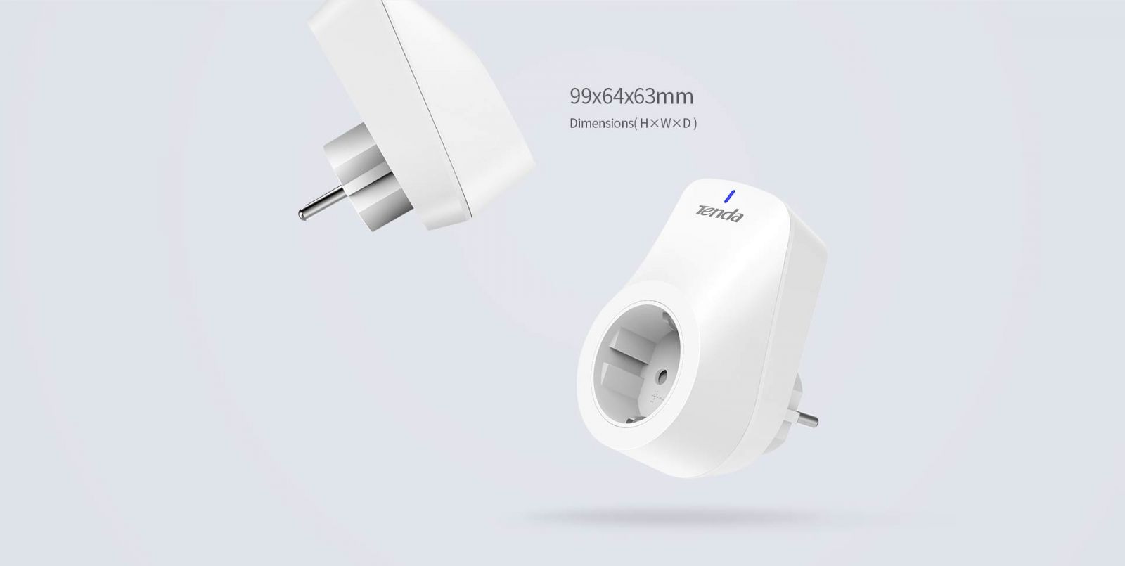 Смарт контакт Tenda SP9, 100-240VAC, 16A (3.68KW), WiFi, бял - характеристика 4