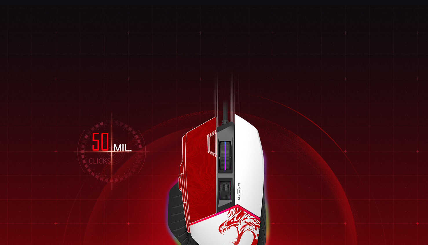 Мишка Bloody W965 Naraka, 12 000 dpi, USB, черно-бяла, за гейминг, 8 бутона - характеристика 9