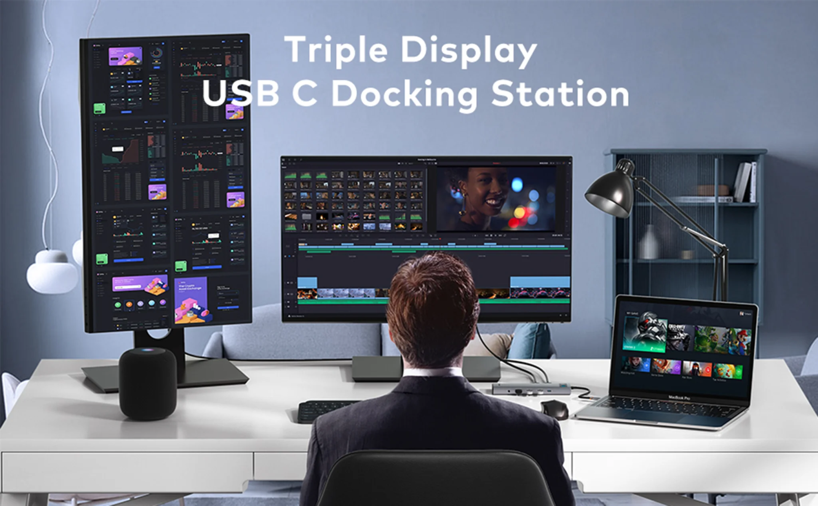 Докинг станция Baseus Joystar CAHUB-CT0G, от USB Type-C към 3x USB-A, 1x VGA, 1x USB-C (PD), 2x HDMI, 1x RJ45, 1x SD Card четец, 1x microSD Card четец, 1x 3.5mm жак, сребриста - характеристика 1