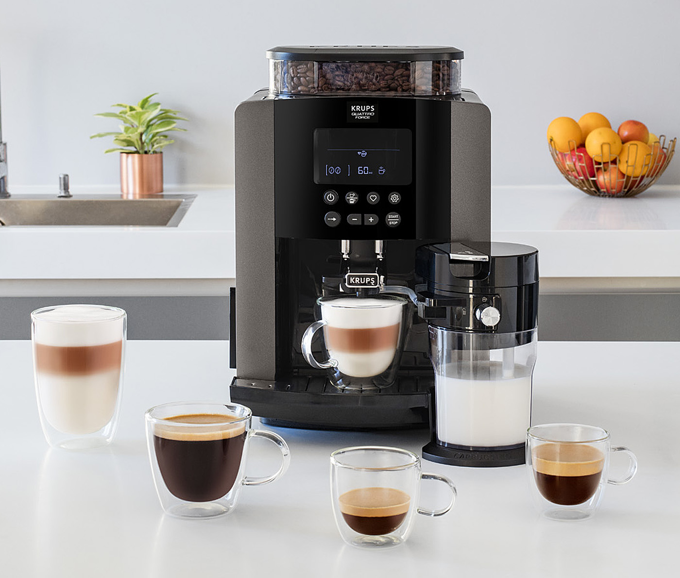 Кафеавтомат Krups Arabica, 1450W, 15 bar, 1.7 l обем на резервоара за вода, черен - характеристика 1
