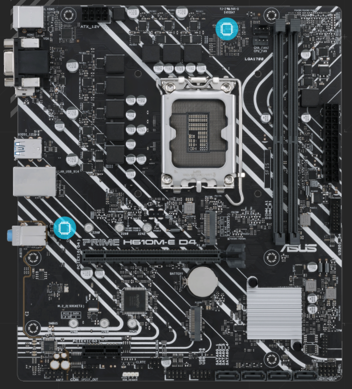 Дънна платка ASUS PRIME H610M E D4, H610, DDR4, PCI-E 4.0, (DP&D-Sub&HDMI), 4x SATA 6Gb/s, 2x M.2, x USB 3.2 Gen 1 Type-A, Micro ATX - характеристика 7