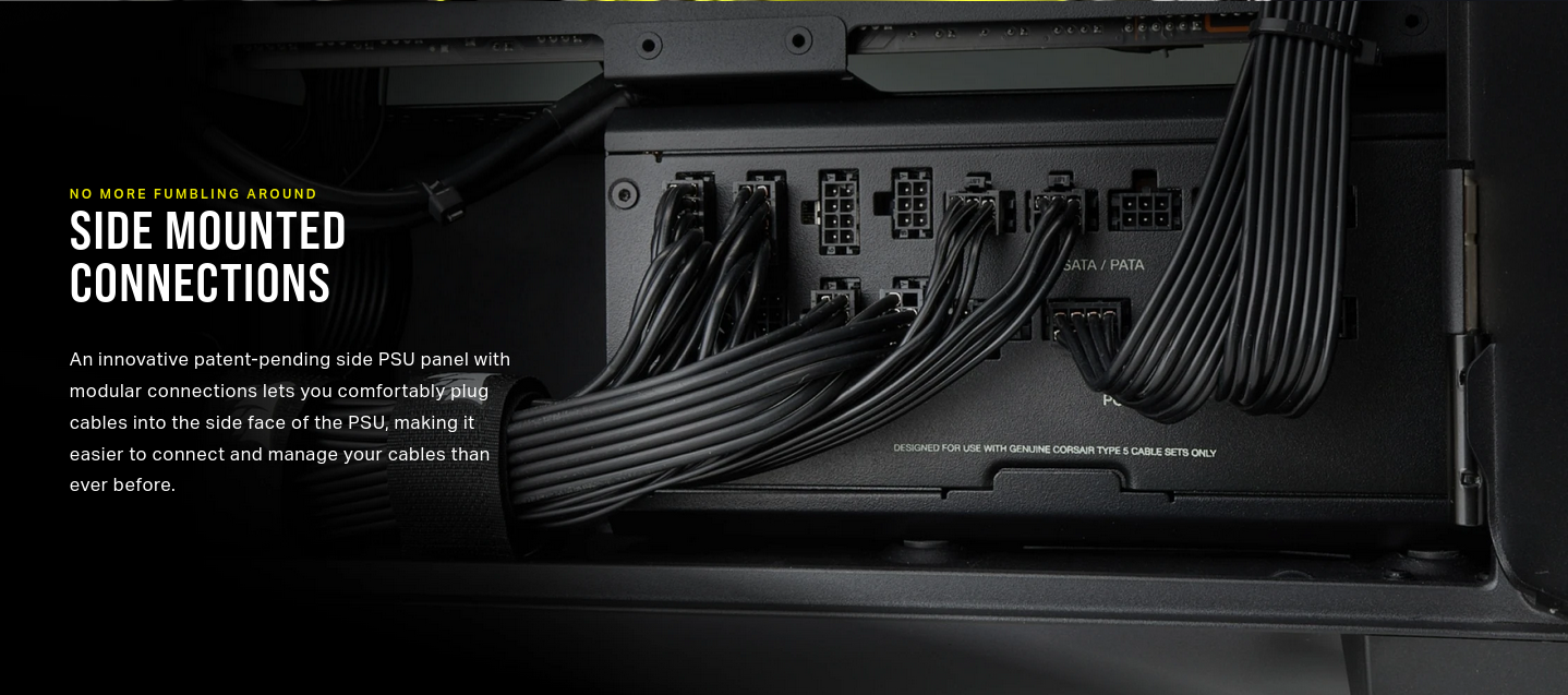 Захранване Corsair RM1200x Shift (CP-9020254-EU), 1200W, Active PFC, 80PLUS Gold, 140mm вентилатор - характеристика 1
