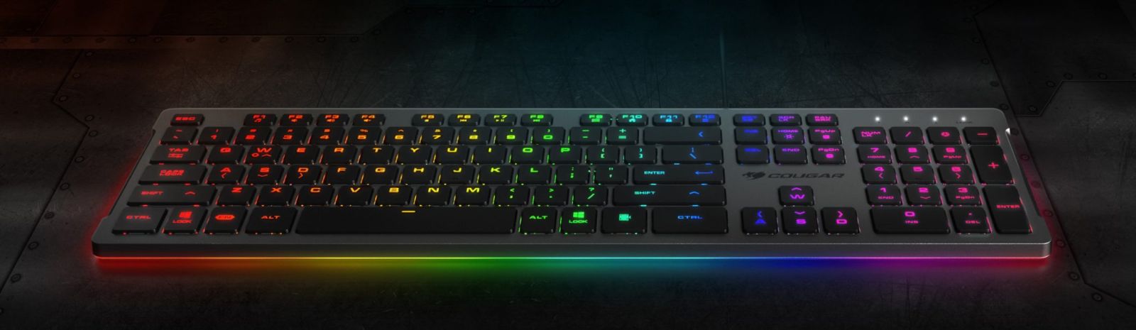 Клавиатура Cougar Vantar S, scissor суич, гейминг, RGB подсветка, нископрофилни клавиши, бяла, USB - характеристика 1