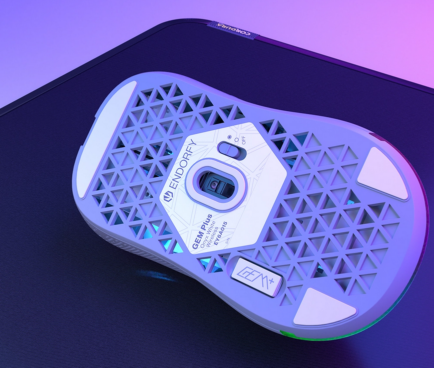 Мишка Endorfy GEM Plus Onyx, оптична (26000dpi), безжична, 2.4GHz, бяла, 6 програмируеми бутона, RGB подсветка, PixArt PAW3395 сензор - характеристика 2