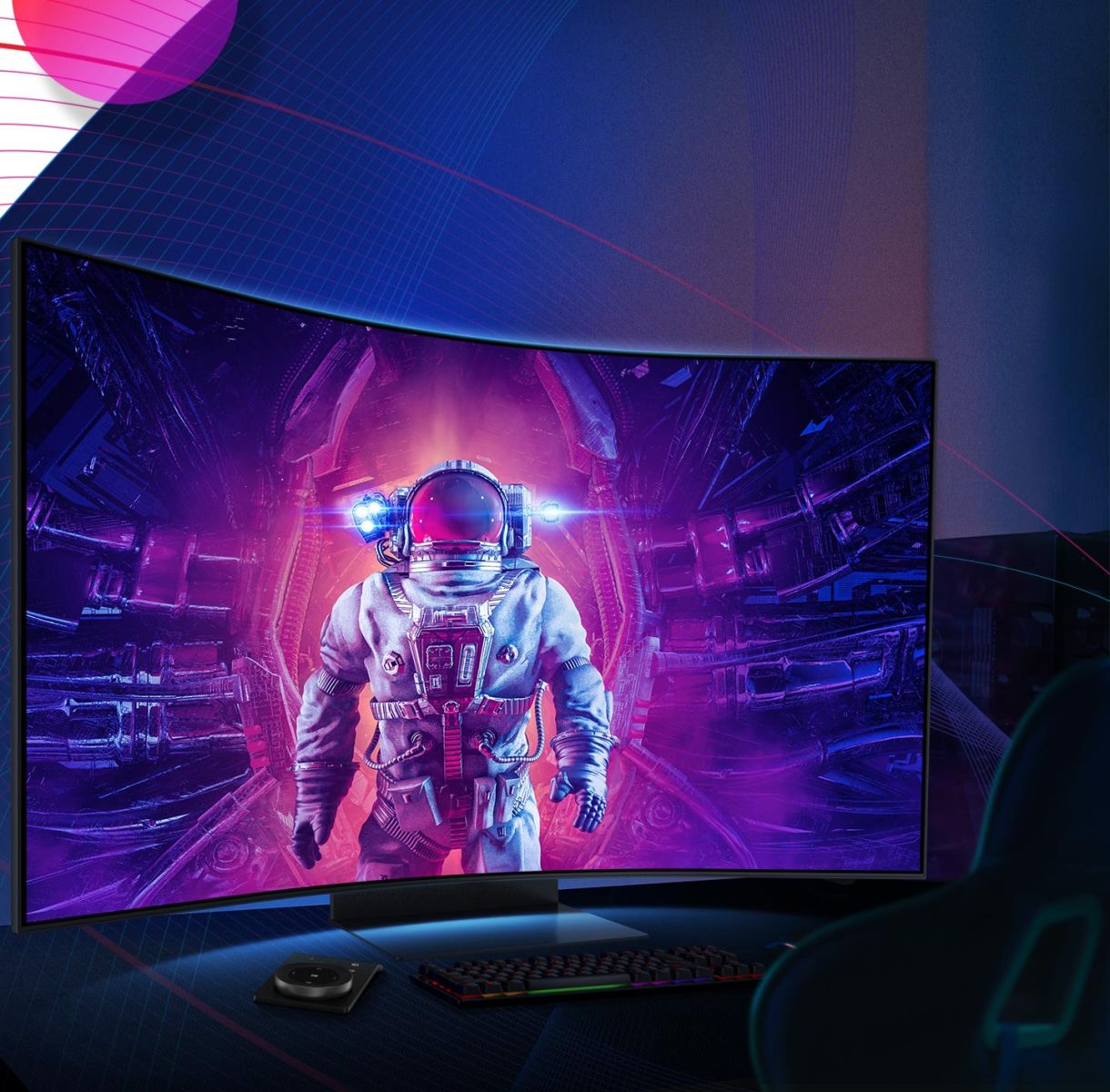 Монитор Samsung Odyssey Ark LS-55BG970 (2022), 55" (139.7 cm) LED VA Curved панел, 165Hz, 4K Ultra HD, HDR10+, 1ms, 420cd/m2, HDMI, USB, LAN - характеристика 2