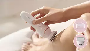 Епилатор Philips BRE710/00, работа на батерия, 2 скорости, до 40 минути време на работа, до 40 минути време на работа, 5 принадлежности, бял - характеристика 6