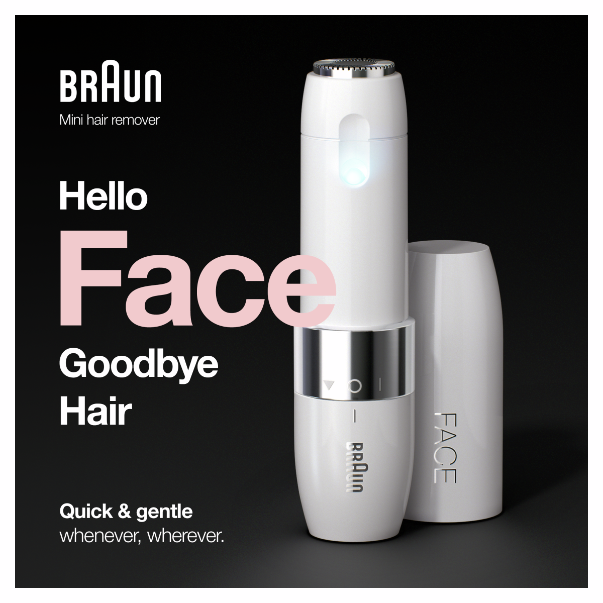 Тример за вежди Braun FS1000, лампичка SmartLight, мини размер, бял - характеристика 1