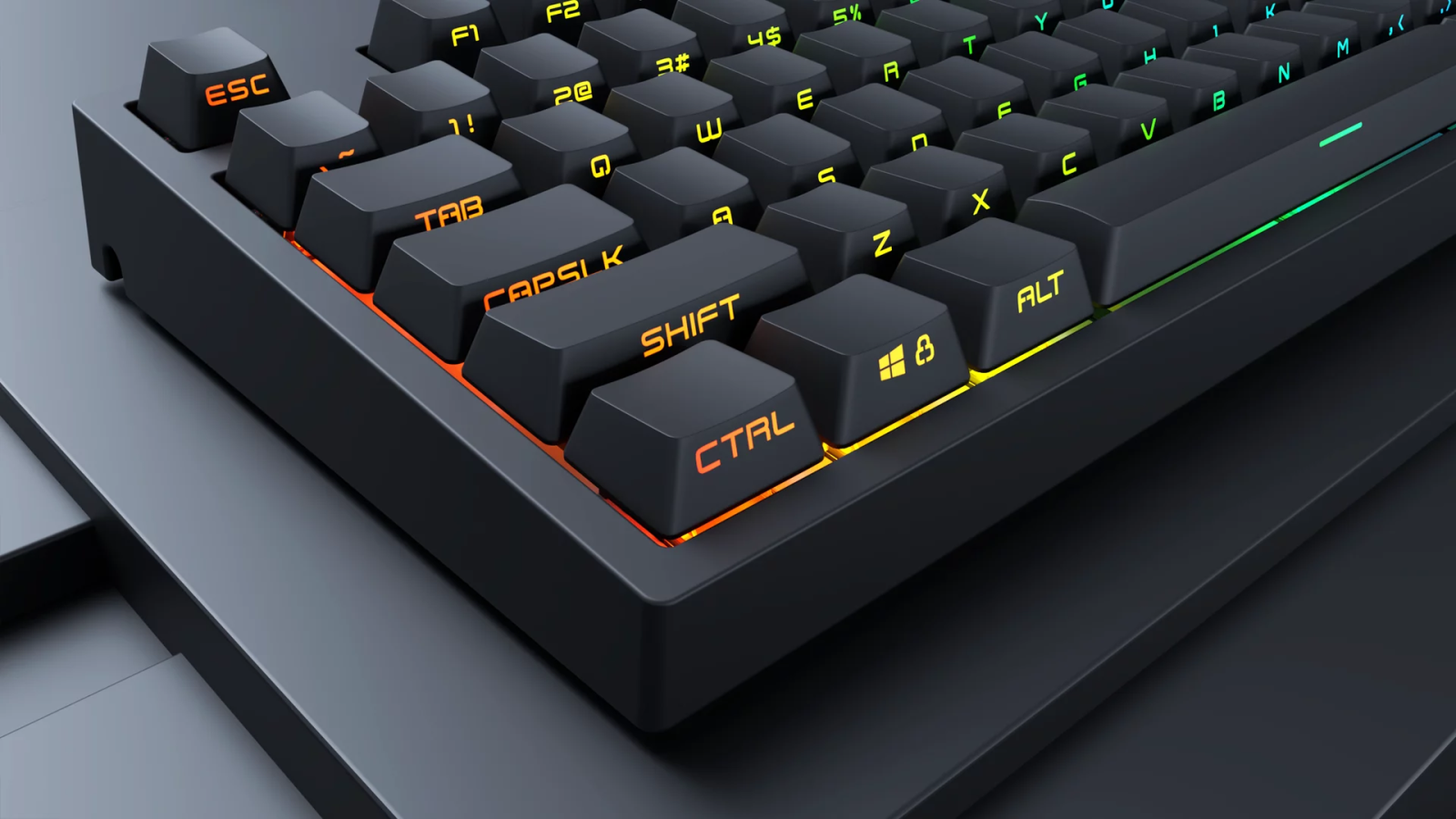 Клавиатура FSHolding Dark Project KD87A, механична, оптичен Red Switch, гейминг, високопрофилни бутони, RGB подсветка, черна, USB - характеристика 4