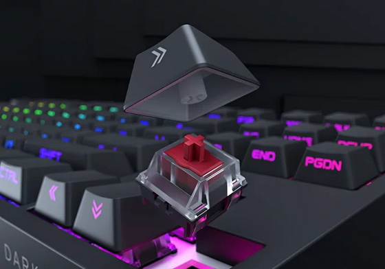 Клавиатура FSHolding Dark Project KD87A, механична, оптичен Red Switch, гейминг, високопрофилни бутони, RGB подсветка, черна, USB - характеристика 5