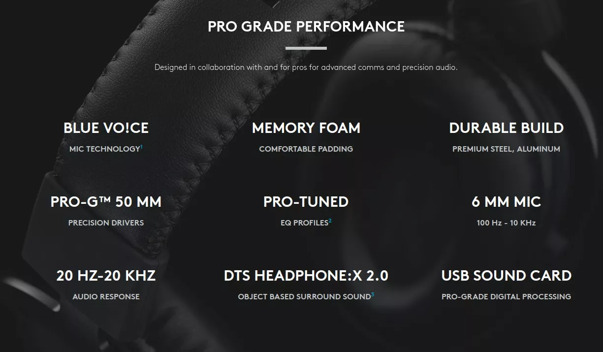 Слушалки Logitech Pro X, микрофон, гейминг, 3.5mm жак, USB, 7.1 surround, черни - характеристика 1