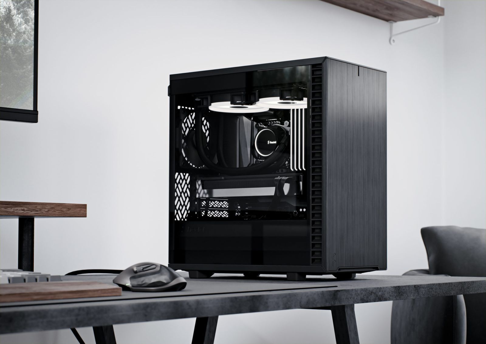 Кутия Fractal Design Define 7 Mini TG Light Tint, MicroATX/Mini-DTX/Mini-ITX, 1x USB 3.1 Gen 2 Type-C, 2x USB 3.0, с прозорец, без захранване, черна - характеристика 1