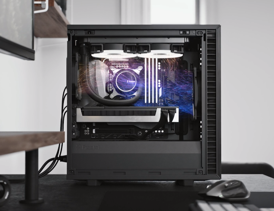 Кутия Fractal Design Define 7 Mini TG Light Tint, MicroATX/Mini-DTX/Mini-ITX, 1x USB 3.1 Gen 2 Type-C, 2x USB 3.0, с прозорец, без захранване, черна - характеристика 3