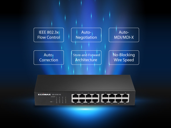 Суич Edimax GS-1016v2, 1000Mbps, 16 порта, 16x 10/100/1000 Mbps Base-T - характеристика 3