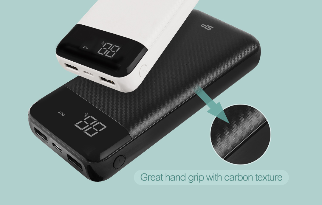 Външна батерия/power bank/ Silicon Power GS28, 20 000mAh, бяла, 2x USB-A, 1x USB-C, LED дисплей, бързо зареждане - характеристика 2